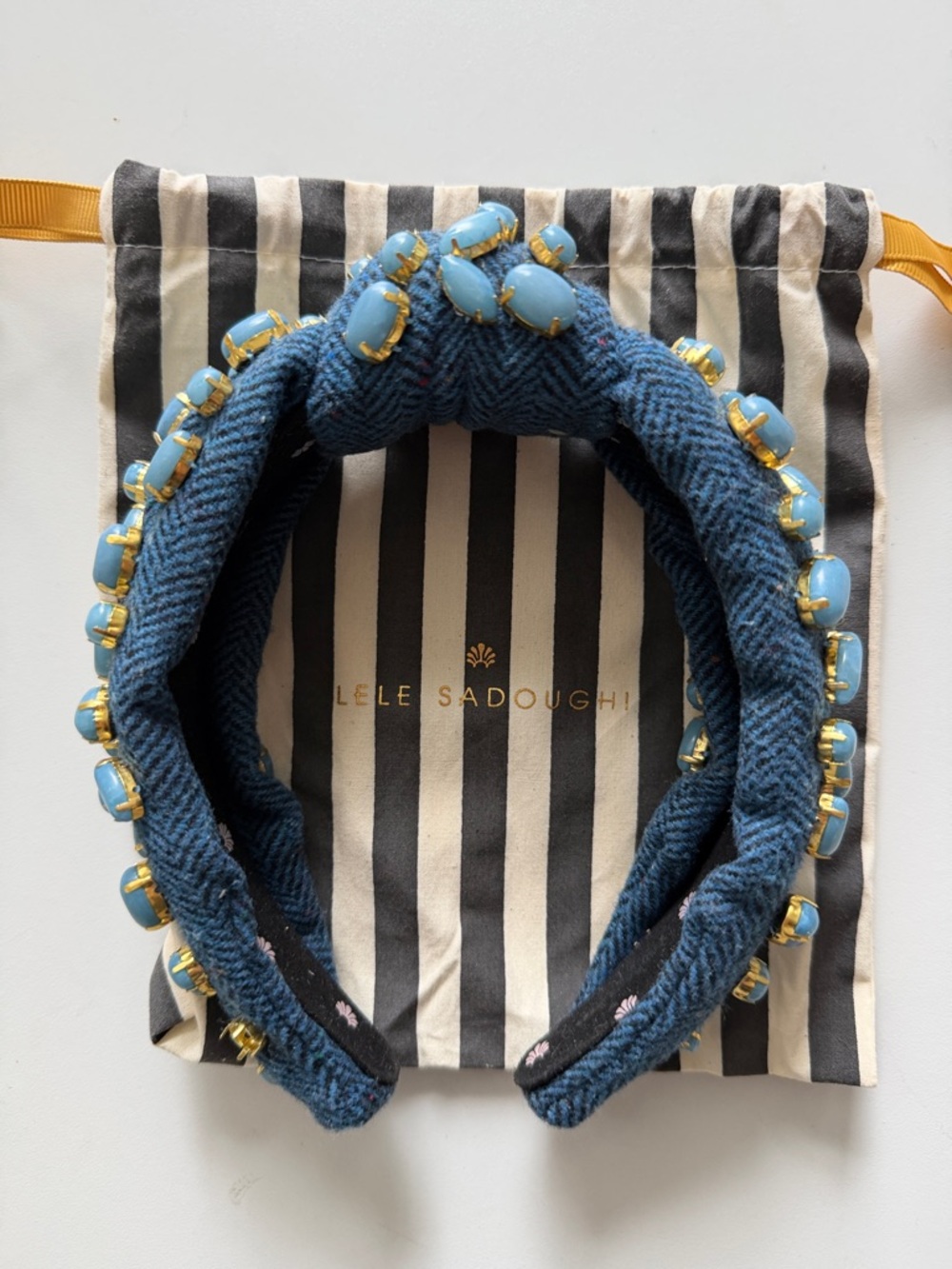 Lele Sadoughi Teal Blue Jeweled Kids Headband